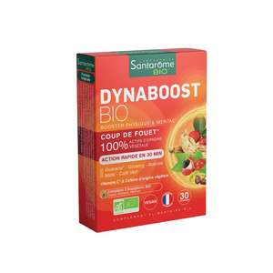 Boîte de 30 Compléments Alimentaire Energie Santarome Dynaboost Bio - A base de Plantes Bio, Made In France (via coupon Prévoyez Économisez)
