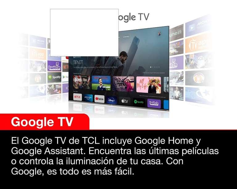 TV 50" TCL QLED 50C639 - 4K UHD, HDR Pro, Google TV, avec Onkyo Sound, Motion Clarity, Google Assistant intégré et compatible Alexa