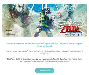 [Carte Pass] Zelda Skyward Sword HD sur Nintendo Switch (via 17.99€ sur la carte fidélité)