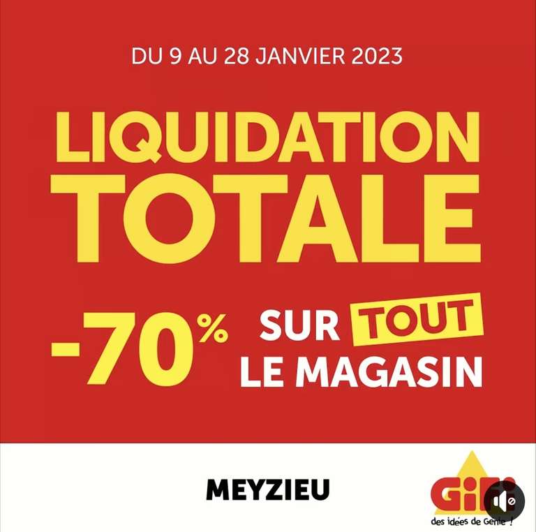 70% de réduction immédiate sur tout le magasin - Meyzieu (69)