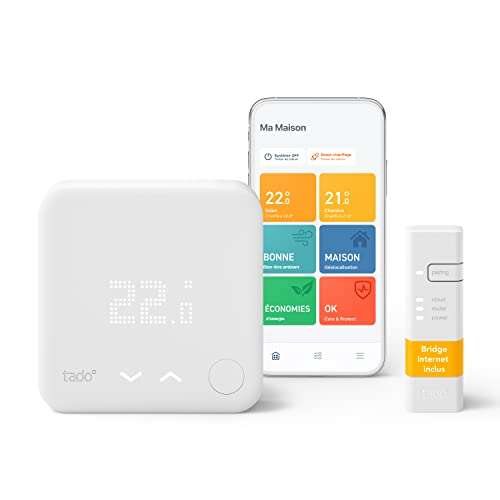 [Prime] Kit de démarrage thermostat connecté filaire Tado V3+ - Compatible Google Assistant, Amazon Alexa, Apple Home Kit, IFTTT