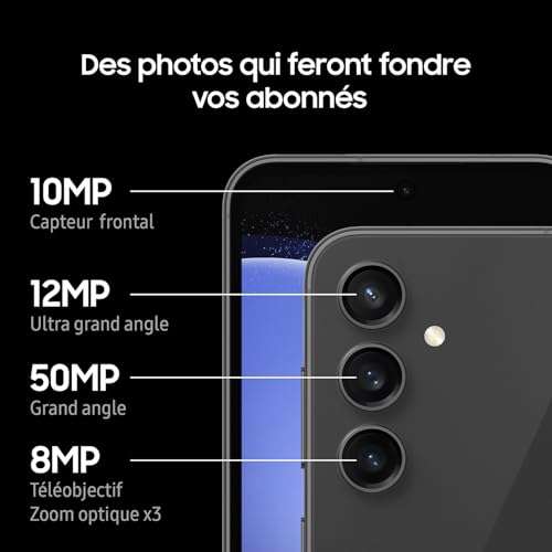 Smartphone 6,4" Samsung Galaxy S23 FE - 5G, 128 Go, Chargeur secteur rapide 25W inclus (Via ODR de 70€)