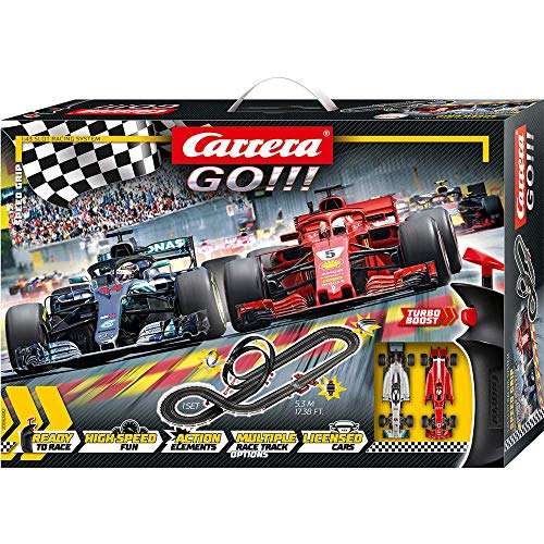 Circuit de course électrique Carrera GO!!! Speed Grip - 2 manettes Turbo +  2 voitures Ferrari et Mercedes –