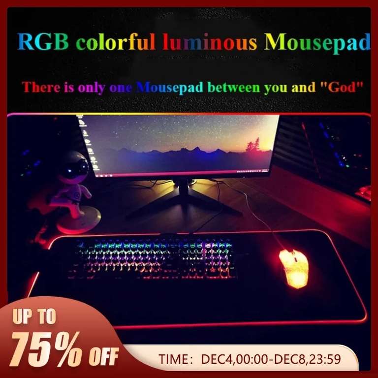 Tapis de souris gaming avec éclairage LED Ultra RGB - Noir - La