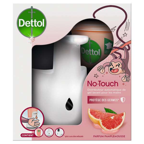Distributeur automatique de savon Dettol No Touch + Recharge parfum Pamplemousse - 250 ml