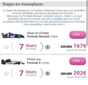 Sélection de stage en promotion - Ex: 7 tours de formule renault Sprint racing (sprint-racing.com)