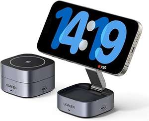 Chargeur Induction iPhone UGREEN Qi 15W - Chargeur sans Fil Magnétique 2 en 1 Station de Charge (vendeur tiers)