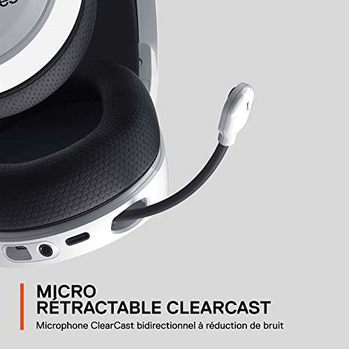 Micro-Casque sans fil Steelseries Arctis 7+ - 2,4 GHz, Autonomie : 30h, Compatible PC, PS5, PS4, Mac, Android & Switch, Blanc