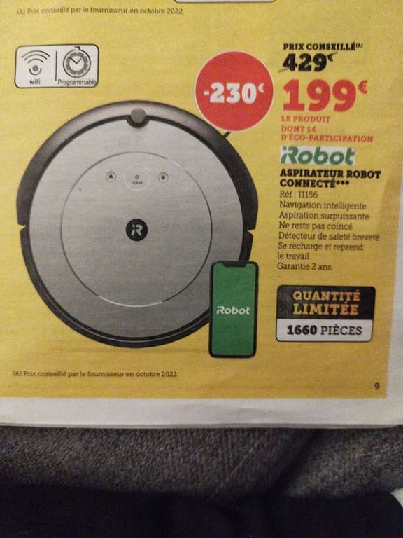 Aspirateur robot iRobot Roomba i1156
