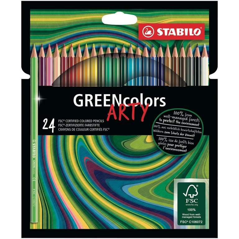 Lot de 3 paquets de 24 crayons Stabilo greencolors Arty (via 7,14€ sur carte fidélité et ODR 7,13€)