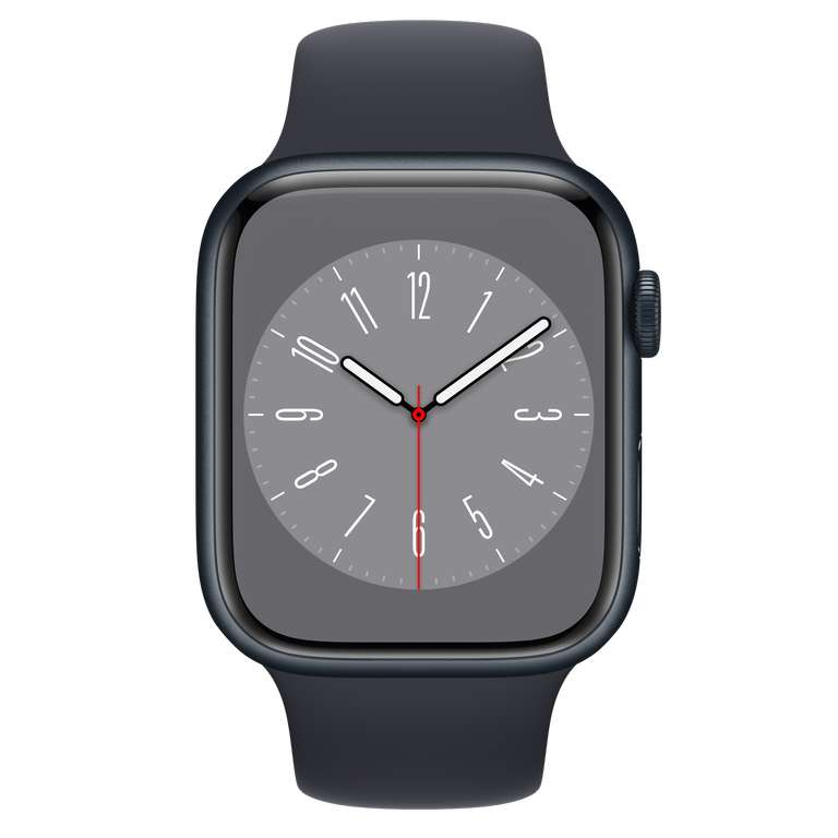 Montre connectée Apple Watch Series 8 (GPS) - Boîtier 45 mm Aluminium Minuit avec Bracelet Sport Minuit