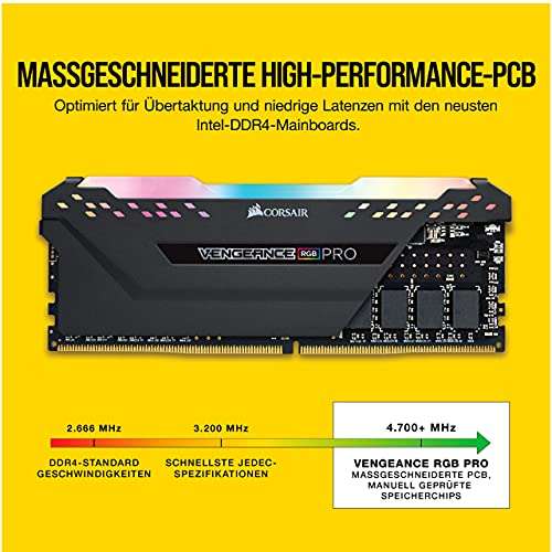 Kit mémoire Ram DDR4 Corsair vengeance RGB Pro 32 Go (2x16 Go) - 3200MHZ C16