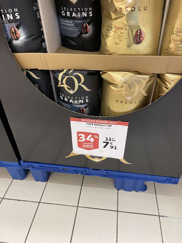 Paquet de Café en grains l’or - 1kg, Auchan Plaisir (78)