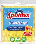 Lot de 4 Carréponge Spontex - éponges Plates résistantes et Flexibles, Protection Anti-bactéries (via abonnement)