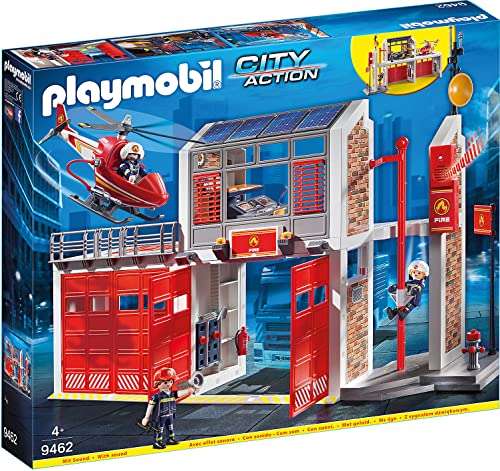 Playmobil City Action Les pompiers 9462 Caserne de pompiers avec hélicoptère