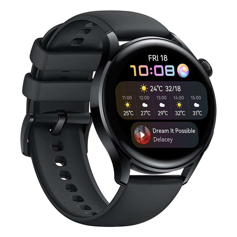 Montre connectée Huawei Watch 3 Active - 46 mm, AMOLED, RAM 2 Go, 16 Go (Noir) + Ecouteurs sans fil Huawei FreeBuds SE (Blanc ou Bleu)