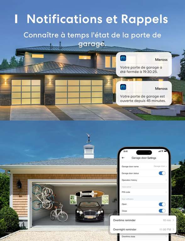 Ouvre-Porte de Garage Connecté Meross MSG100HK - WiFi, Compatible Apple HomeKit, Alexa, Google Assistant (via Coupon)