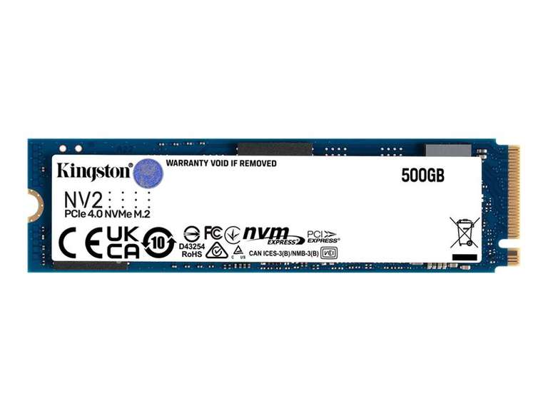 SSD interne M.2 NVMe Kingston NV2 - 500 Go, PCIe 4.0 (SNV2S/500G)