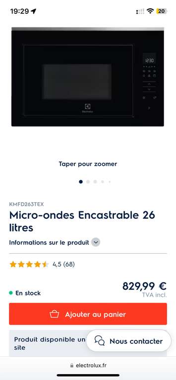 Micro ondes multifonction Encastrable Electrolux KMFD263TEX