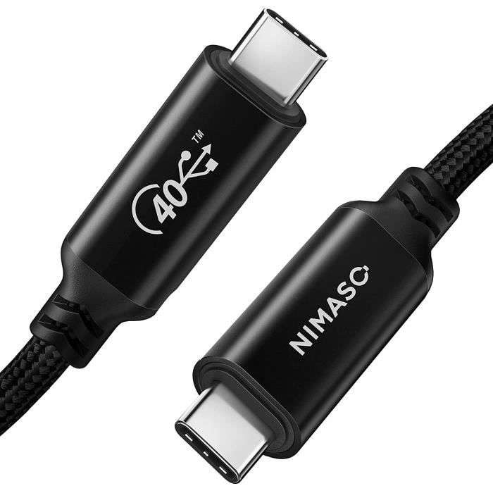 Câble USB Type C NIMASO - 1M, Compatible Thunderbolt 3 & 4, Certifié USB-IF, PD 100W, 40 Gbps, 8K/60Hz (Vendeur tiers)