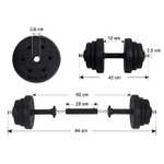 Kit Haltères Musculation Poids Ajustable Songmics SYL30HBK - 30 kg (Vendeur Tiers)