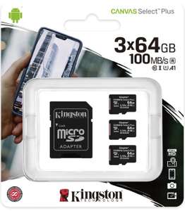Lot de 3 cartes microSD Kingston Canvas Select Plus - 64 Go