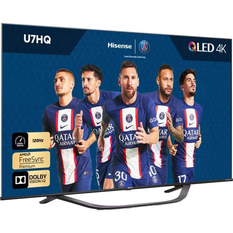 TV 55" Hisense 55U7HQ - QLED, 4K UHD, 120 Hz, HDR, Dolby Vision, HDMI 2.1, VRR & ALLM, FreeSync Premium, Smart TV (Via 207.30€ sur la carte)