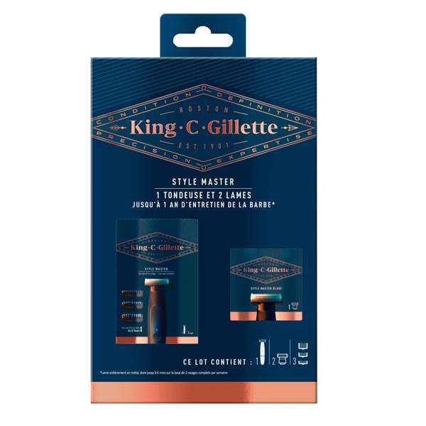 Tondeuse électrique King C. Gillette Style Master + 2 lames (via 32€ sur carte fidélité et BDR 3€)