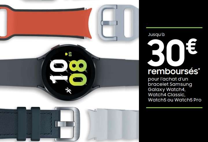 [ODR] 30€ remboursés sur une sélection de Bracelets pour montre Samsung Galaxy Watch 4, Watch 4 Classic, Watch 5 ou Watch 5 Pro