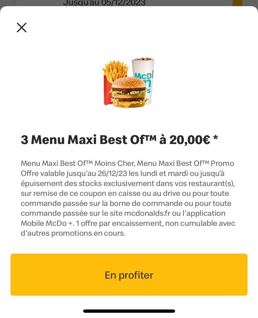 3 menu Maxi Best Of McDonald de Magny en Vexin