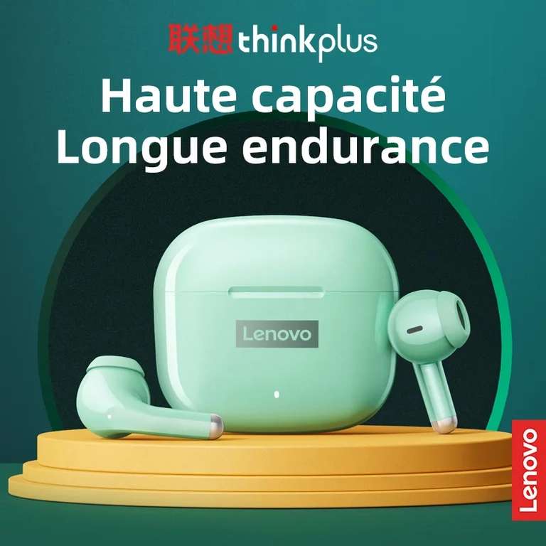 Ecouteurs sans fil Lenovo LP40 Pro - BT 5.1, batterie 250 mAh (plusieurs coloris disponibles)