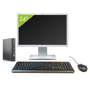 Mini PC HP ProDesk 400 G1 USFF (i3-4160T, RAM 4 Go, SSD 240 Go, W10) + Ecran 24" Fujitsu B24W-7 FHD + Clavier & Souris (Reconditionnés)