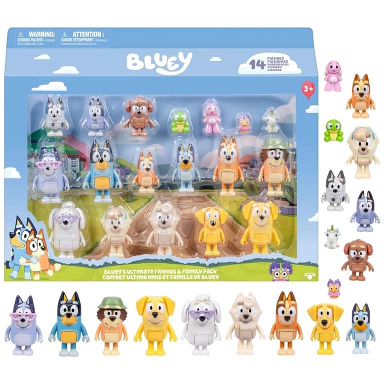 Bluey - Lot de 8 figurines d'aventure, figurines articulées prêtes à partir aventure, poupées Kids Series, augmentez votre collection avec ce célèbre pack (BLY73000