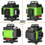 Niveau laser 360° 4D 16 lignes - Avec télécommande, 2 batteries rechargeables, trépied, support mural, boîte de transport