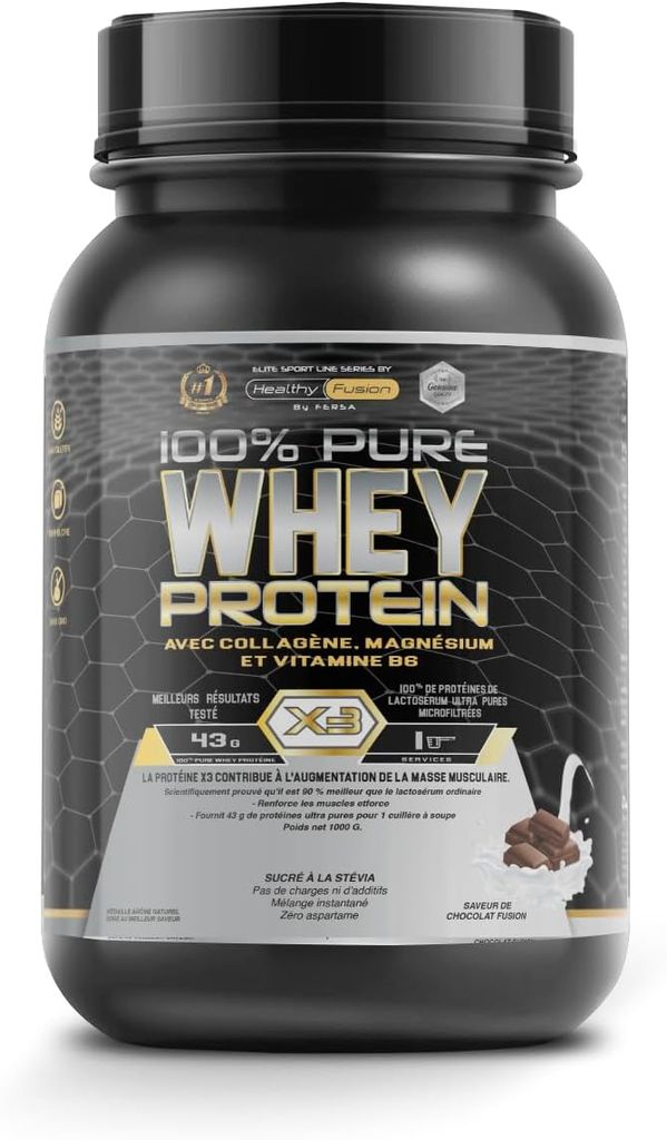 [Prime] Pot d'1 Kg de Protéines en poudre Healthy Fusion Whey - Saveur Chocolat