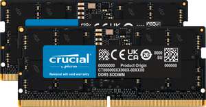Kit mémoire RAM Crucial - 32 Go (2 x 16 Go), DDR5, 5600MHz, SODIMM Pour PC PORTABLE