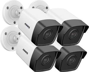 Lot de 4 Caméras de surveillance extérieure PoE ANNKE C500 - 5MP (2560x1920), IP67, Vision nocturne couleur, RTSP & ONVIF, Alexa