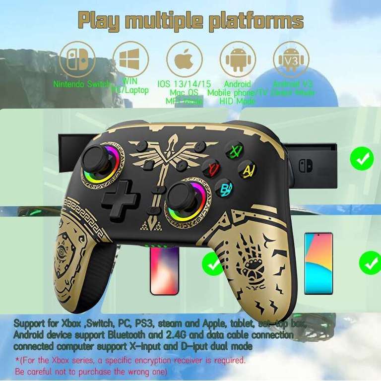 compatibles Manette de jeu sans fil pour Xbox Series X et S manette PC  connexion Bluetooth récepteur 2.4G