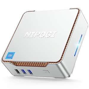 Mini PC NiPoGi - 16 Go RAM, Intel Celeron N5105 (jusqu'à 2,9 GHz), 512 Go M.2 SSD, WiFi 5, Gigablit Ethernet, BT 4.2