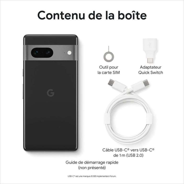 [Clients Red by SFR] Smartphone 6.32" Google Pixel 7 - 5G, OLED FHD+, 8 Go RAM, 128 Go (via 70€ sur facture + 100€ de reprise tel éligible)