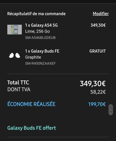Double bon plan : offrez-vous le Samsung Galaxy A54 à moins de 450 € et  recevez en cadeau des écouteurs sans fil d'une valeur de 99 €