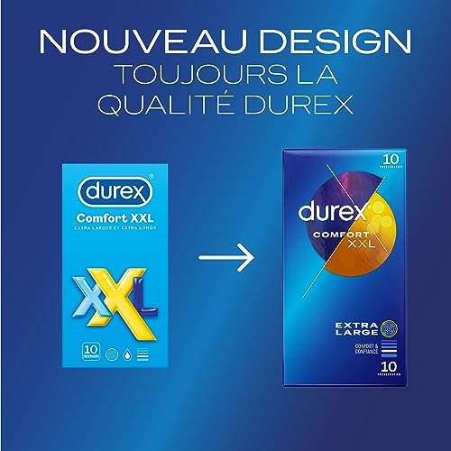Durex Préservatifs Comfort Xxl - Préservatifs Extra Larges Et Extra Longs - Lot De 2 X 10 Préservatifs (Vendeur Tiers)