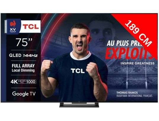 TV QLED 75" TCL 75QLED870 (2023) - 4K, 144 Hz, HDMI 2.1, HDR, DTS, FreeSync, ALLM/VRR (Via ODR de 200€)