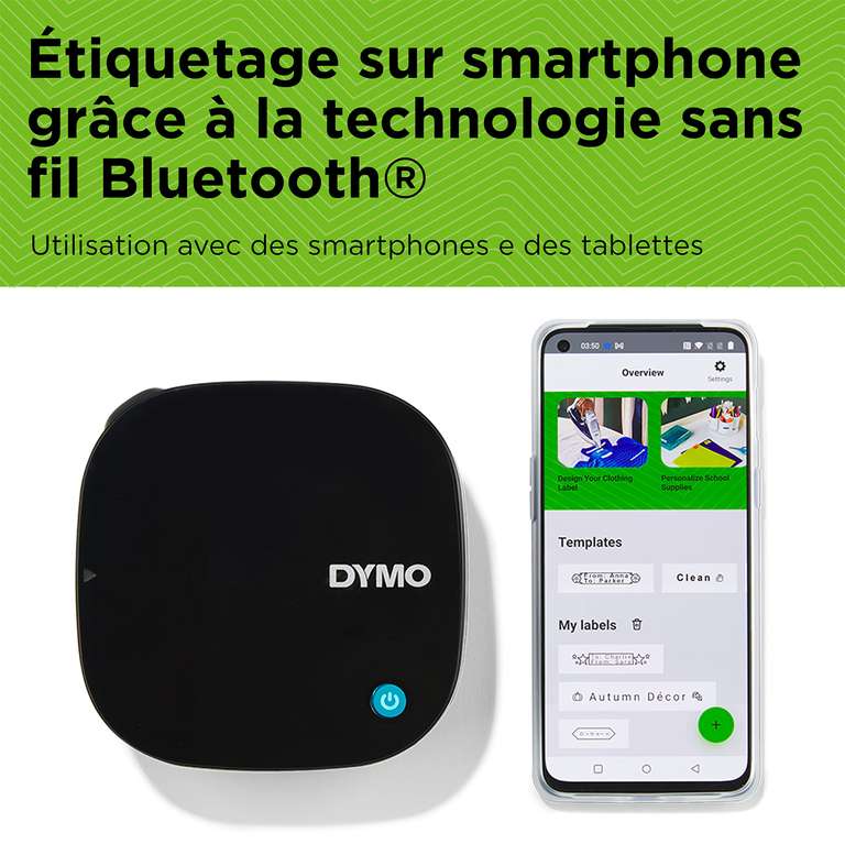 Imprimante étiqueteuse Bluetooth Dymo LetraTag 200B + 3 rubans d'étiquettes - Connexion iOS et Android