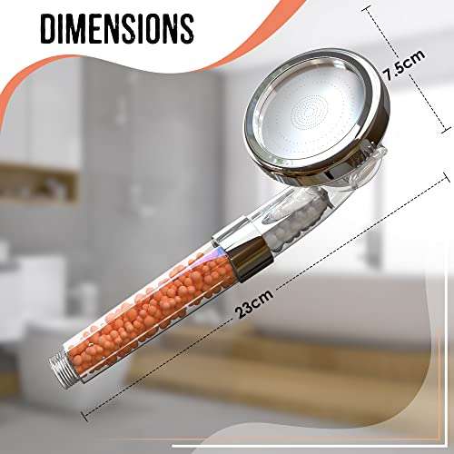 Pommeau de douche avec perles d'eau ioniques DIY Doctor - 3 modes, transparent