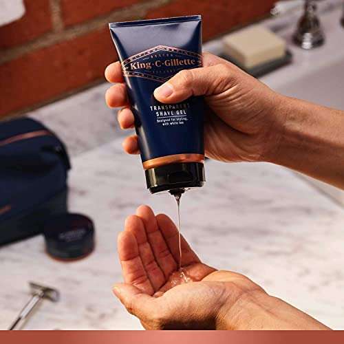 Coffret King C. Gillette : rasoir de sûreté + lames + gel à raser transparent + nettoyant barbe/visage