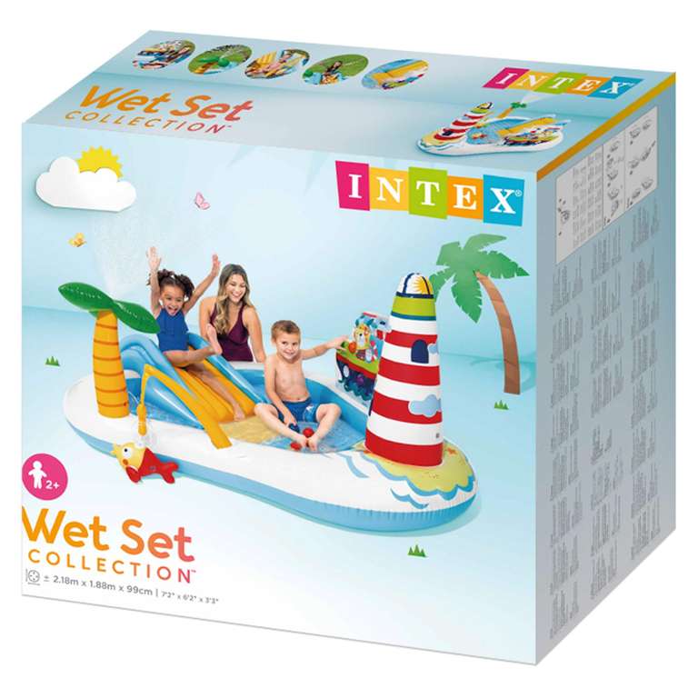 Aire De Jeux Gonflable Intex Sea Paradise - Toboggan, Palmier Fontaine - Pour Enfants 2+ Ans