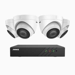 Système de surveillance ANNKE H500 PoE 8CH - 4 Caméras 5MP IP67 (2560x1920) + Enregistreur vidéo NVR (Vision nocturne, RTSP & ONVIF, Alexa)