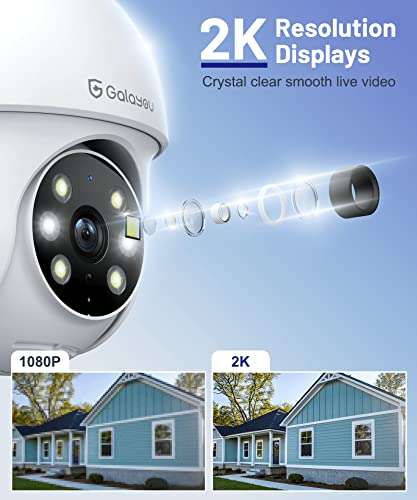 Camera de surveillance WiFi éxtérieure Galayou Y4B - 2K PTZ, IP 360°, Vision Nocturne en Couleur, Audio Bidirectionnel (Vendeur tiers)