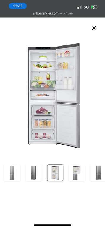 Réfrigérateur combiné LG GBB61PZJEN - 341L, Froid Ventilé, 35dB (+ 97.35€ en Rakuten Points) - Vendeur Boulanger